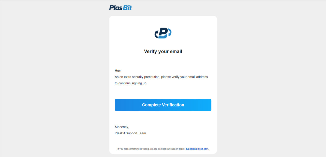 verification email plasbit